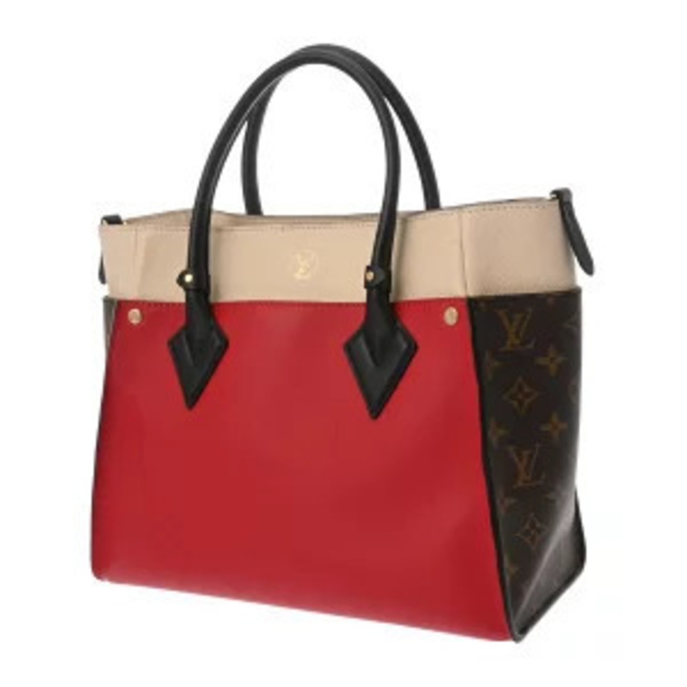 Louis Vuitton Rouge Calf Leather Side On Monogram Canvas Pirate Handbag My